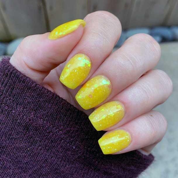 Glistening Yellow Nails Women