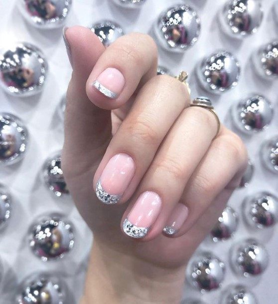 Glitter French Tip Girls Nail Ideas