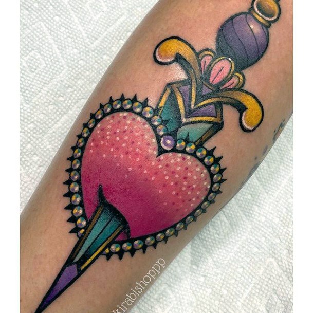 Glitter Heart Womens Tattoos