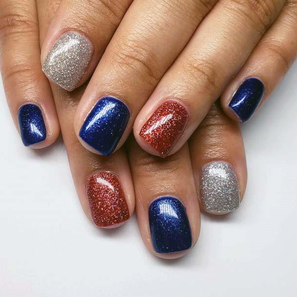 Glittering 4th Of July Nails