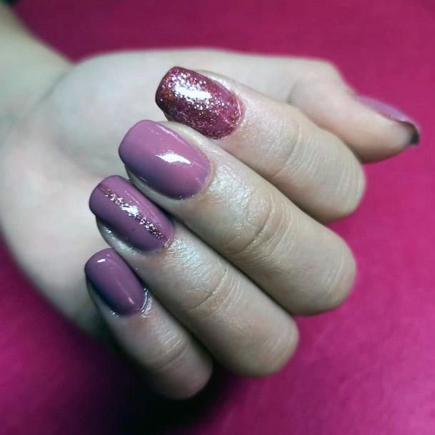 Glittering Berry Colored Squoval Nails