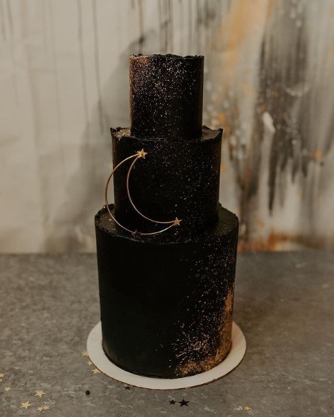 Glittering Sparkles Black Wedding Cake