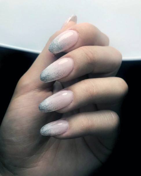 Glittering Tips Almond Shaped Charming Nails For Women