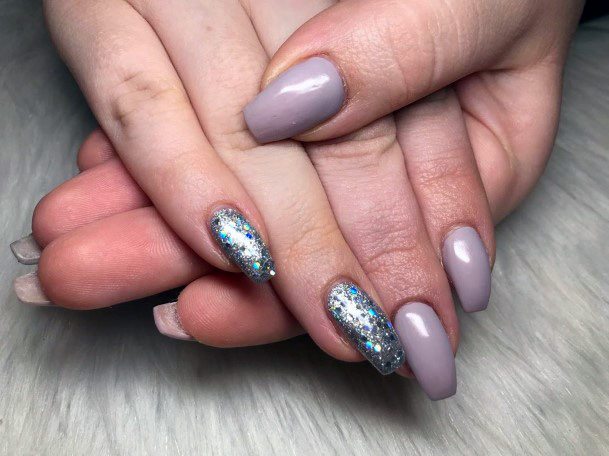 Glitters And Purple Nail Art