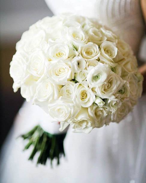 Globe Rose White Wedding Bouquet