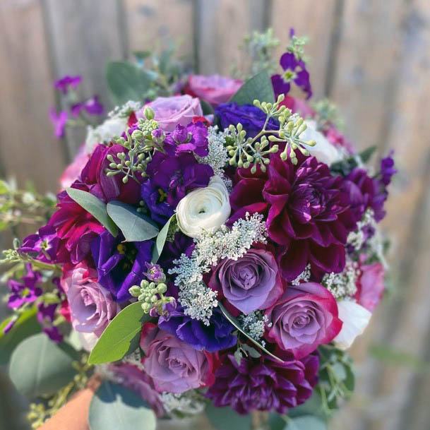 Globular Bouquet Purple Wedding Flowers
