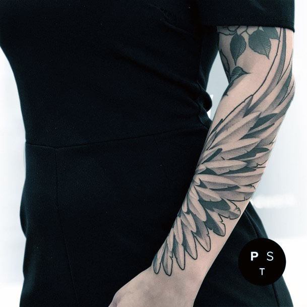Glorious Angel Wings Tattoo Womens Sleeve