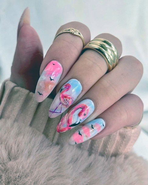 Glorious Flamingo Nails Women