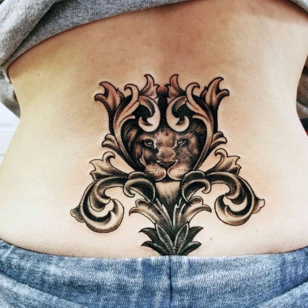 Glorious Lion Tattoo For Women On Back