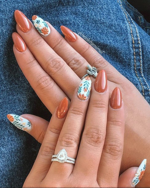 Glorious Orange Blossoms Almond Nails