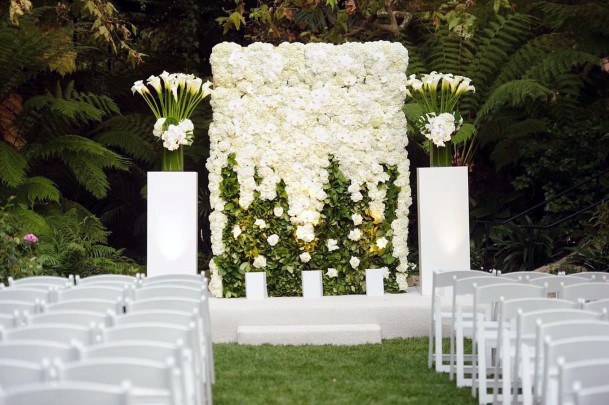 Glorious White Floral Themed Wedding Decorations Ceremony