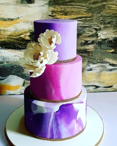 Glossed Marble Purple Wedding Cake