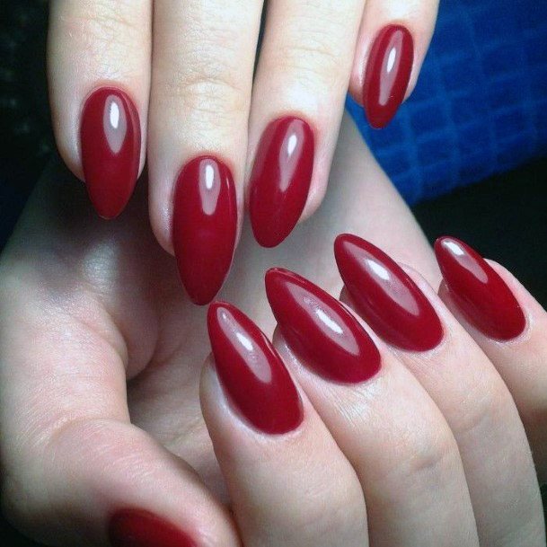 Glossy Berry Colored Nails Women