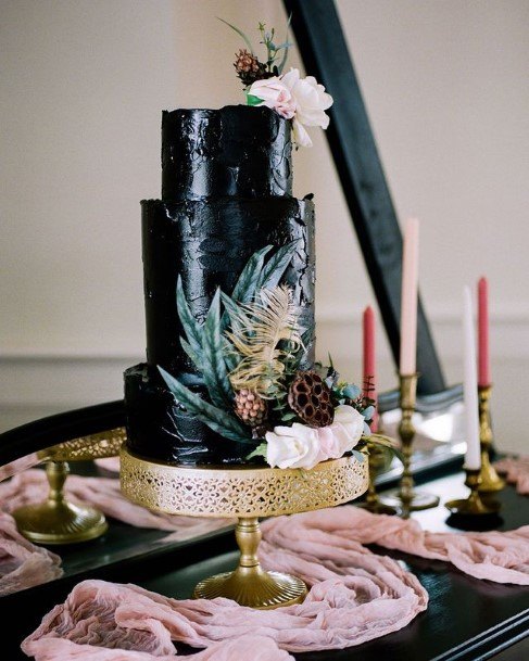 Glossy Black Wedding Cake