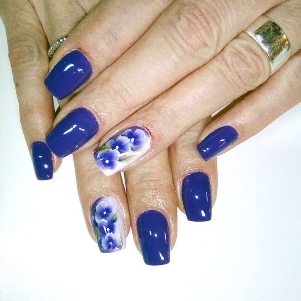 Glossy Blue Pretty Nails Women