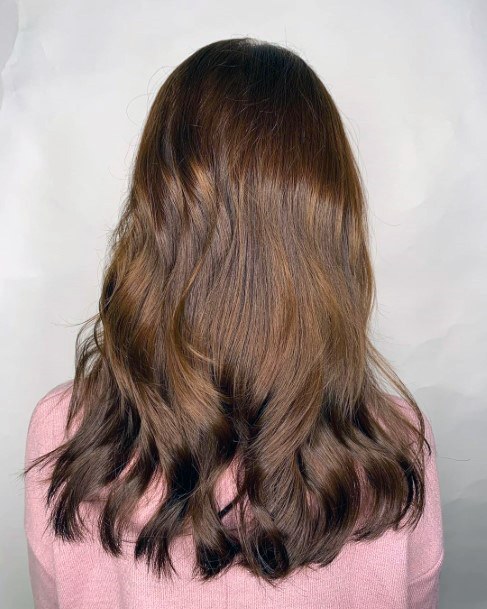 Glossy Brown Asian Medium Length Hairstyles Women