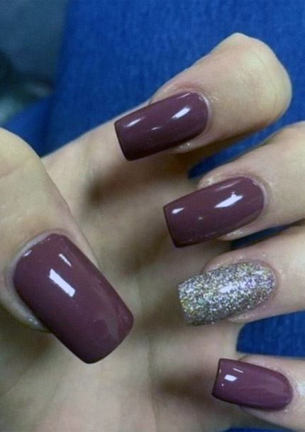 Glossy Dark Purple Nails Women