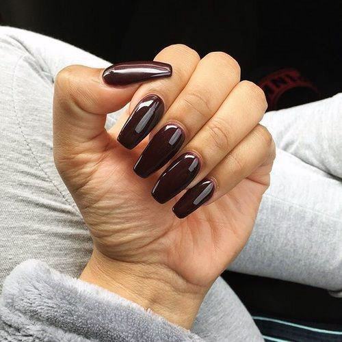 Glossy Hazelnut Chocolate Sauce Nails For Women