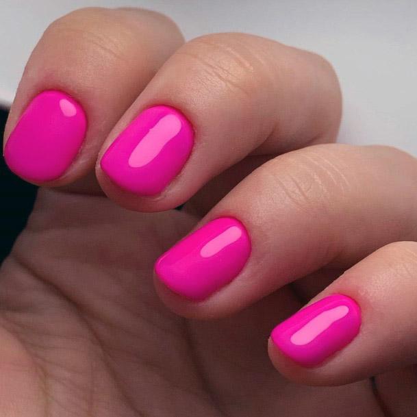 Glossy Hot Pink Nails