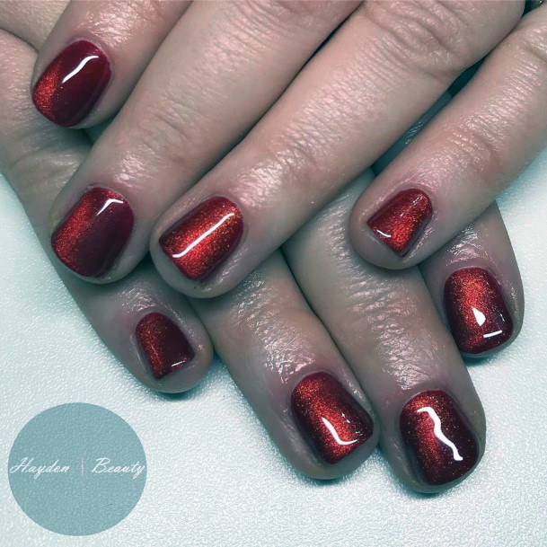 Glossy Red Marble November Nails