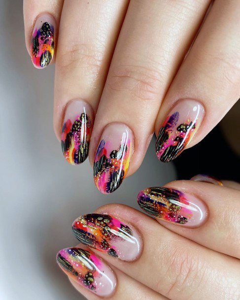 Glossy Unique Art On Nails Women