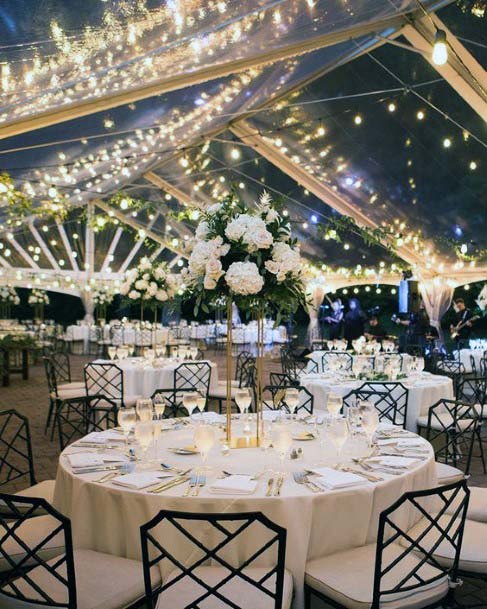 Glowing Bulb On Transparent Tent Wedding Celebration