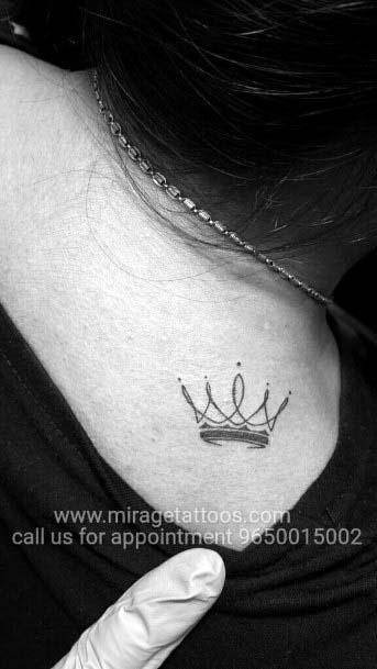 Glowing Crown Tattoo Womens Chest