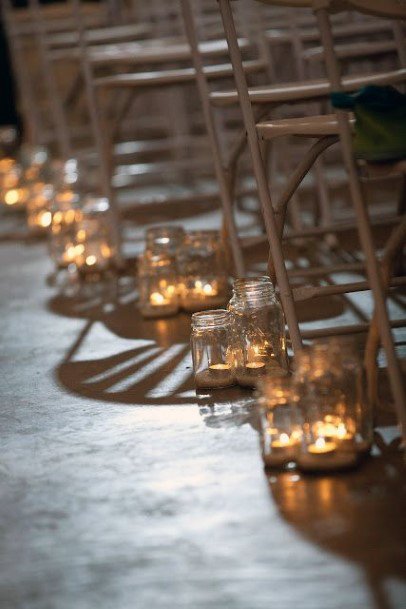 Glowing Lights Inside Mason Jars Wedding Decorations