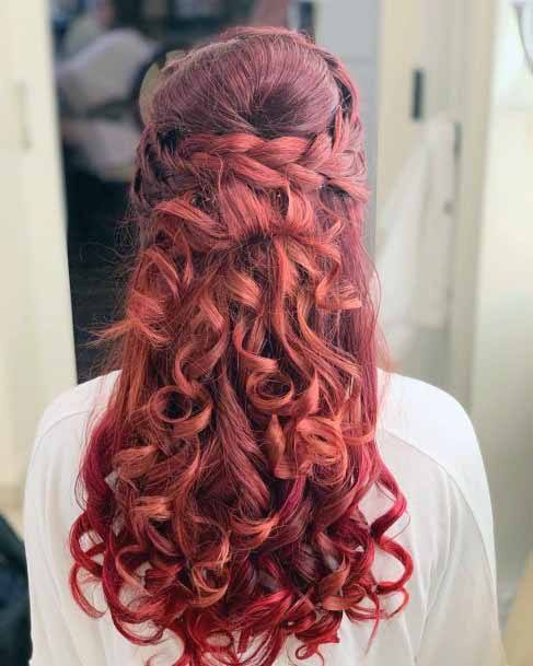 Glowing Red Cascading Ringlets Women