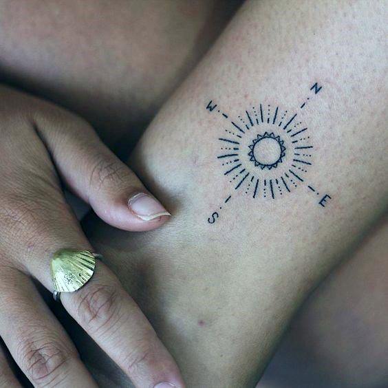 Glowing Sun Tattoo Womens Wrists