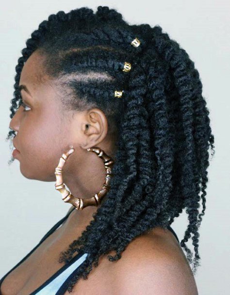 Goddess Glam Natural Out Twists And Shine Girl With Ornate Pulled Back Crown Hairdo