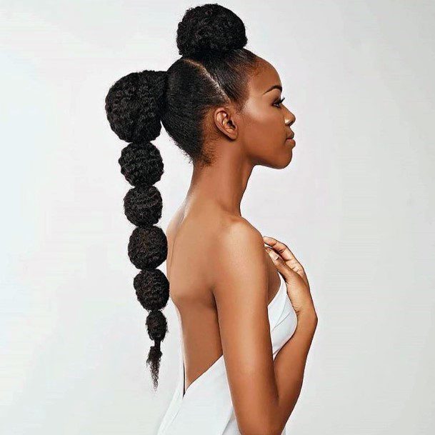 Goddess Style Tied Up Pony Wedding Hairstyles For Black Women