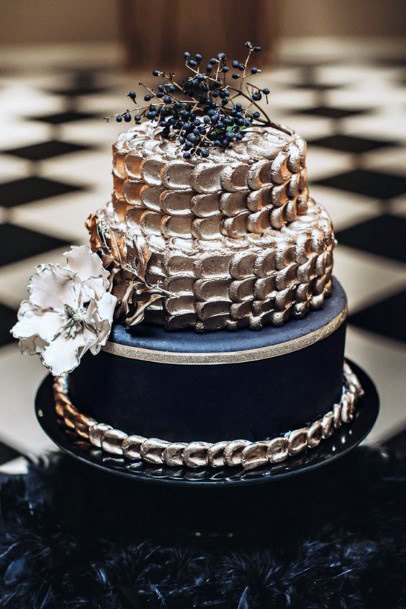 Gold And Black Wedding Cake