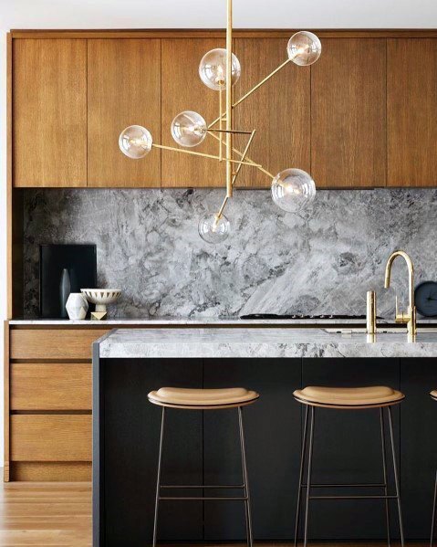 Gold Contemporary Fixture Home Interior Designs Kitchen Island Lighting