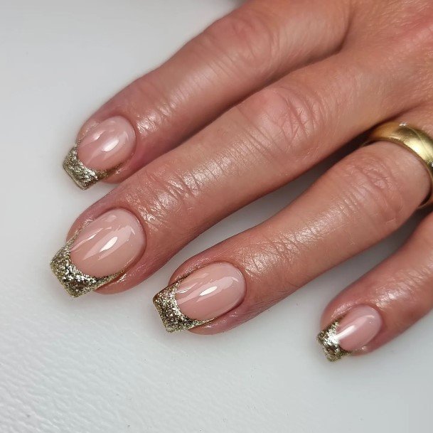 Gold French Tip Nail Design Inspiration For Women