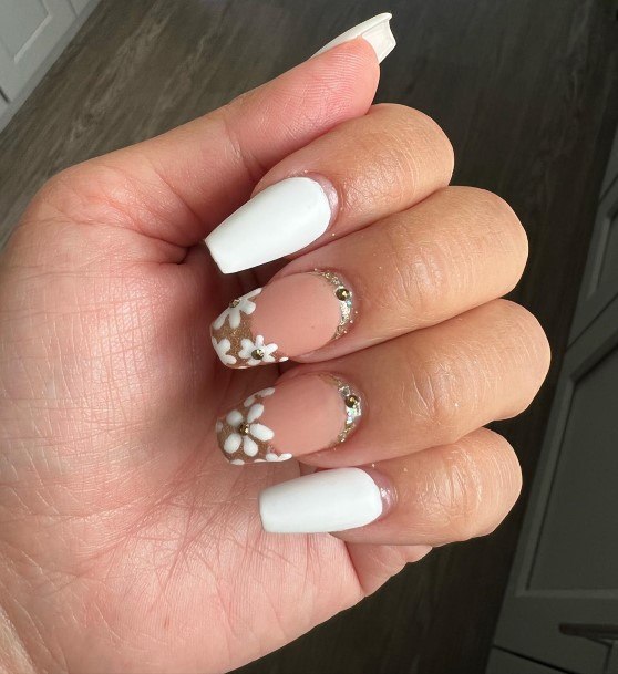 Gold French Tip Nail Feminine Designs