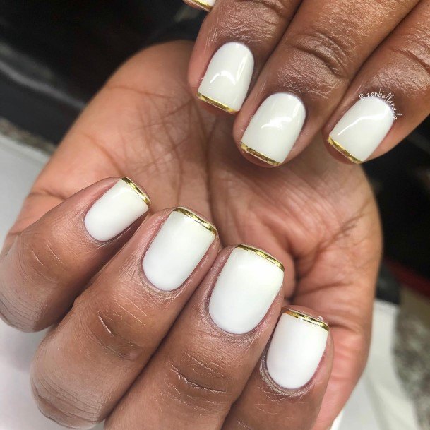 Gold French Tip Womens Feminine Gold French Tip Nails