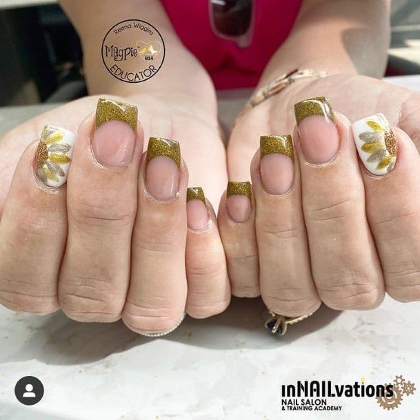 Gold French Tip Womens Nail Designs