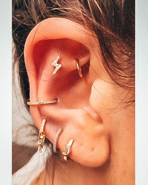 Gold Hoop Ear Piercing Constellation Ideas For Women