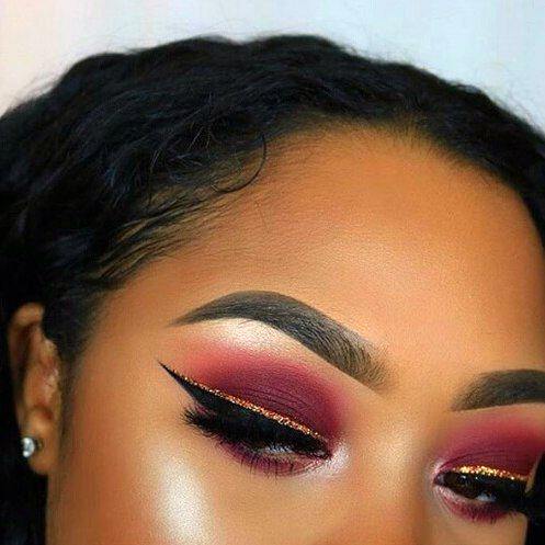 Gold Lined Cherry Bolored Cool Eyeshadow Women