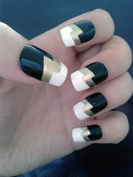 Gold Nail Art Polish Gel Pinterest Black And White Ideas