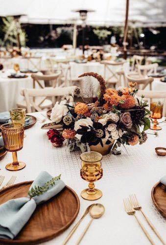 Golden Brown Themed Rustic Wedding Flowers