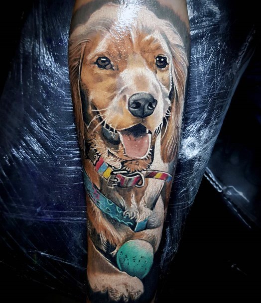 Golden Dog Tattoo For Women Ultra Realistic