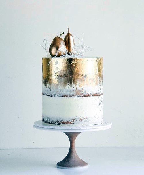 Golden Fruit Topper Wedding Cake