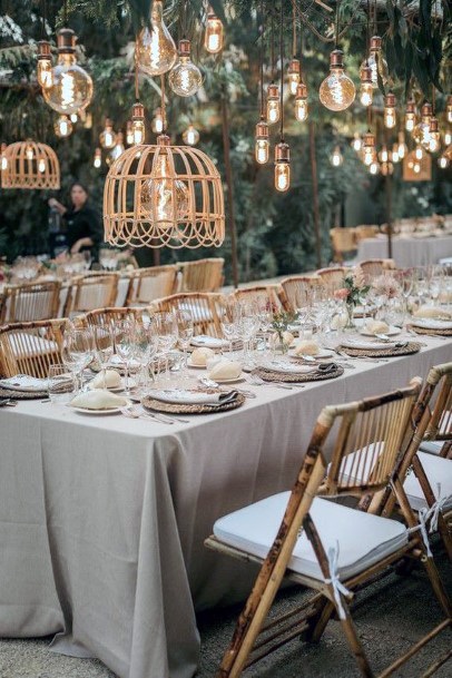 Golden Hanging Lanterns Wedding Decor