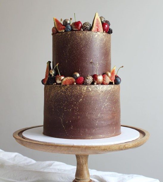 Golden Hints Chocolate Wedding Cake