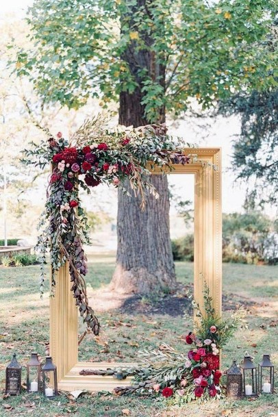 Golden Picture Frame Inspired Wedding Arch Ideas