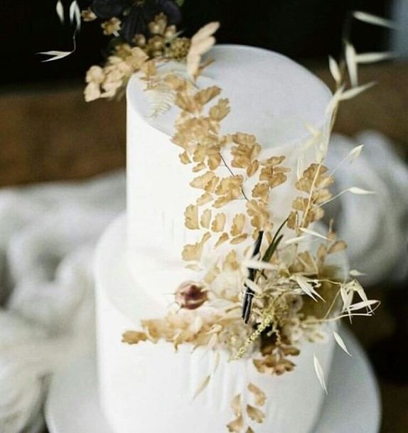 Golden Plants Beautiful Wedding Cakes