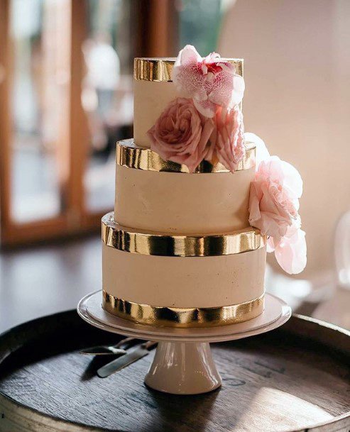 Golden Ring Pink Wedding Cake
