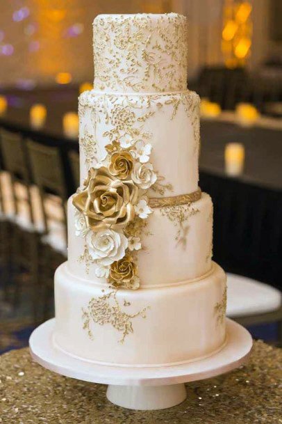 Golden Rose Wedding Cake